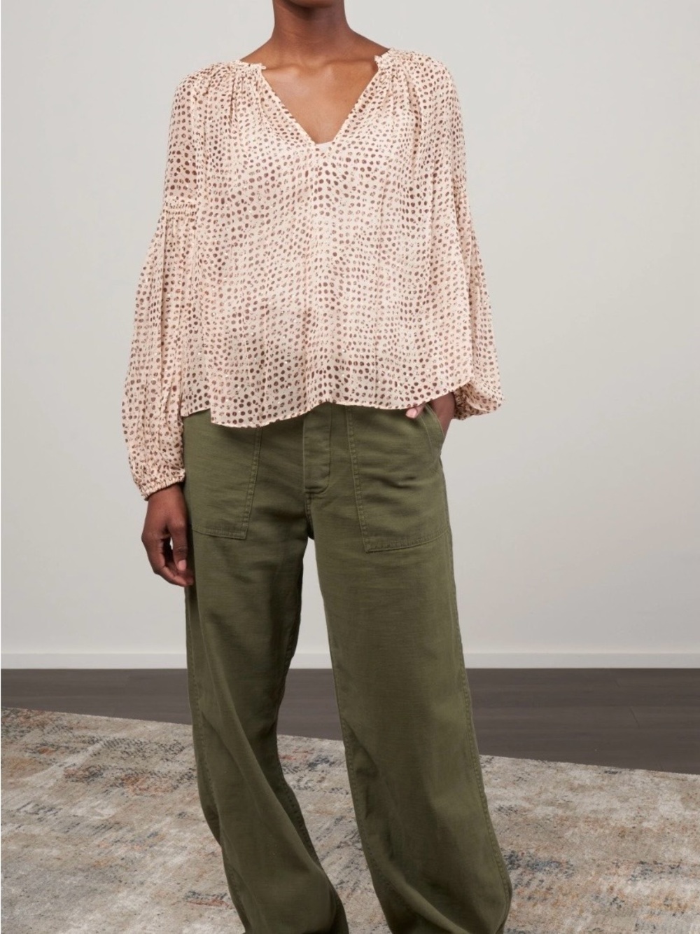 Ulla Johnson Bellita Silk Floral Sheer Blouse Boho Quiet Luxury Romantic Size 10 - Picture 2 of 10